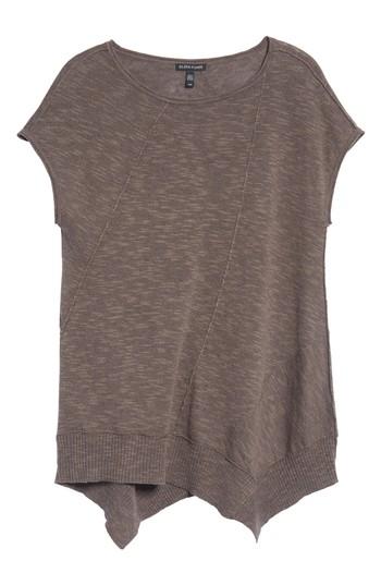 Women's Eileen Fisher Cap Sleeve Organic Linen & Cotton Scoop Neck Top, Size - Grey