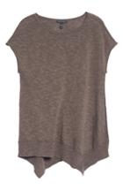 Women's Eileen Fisher Cap Sleeve Organic Linen & Cotton Scoop Neck Top, Size - Grey