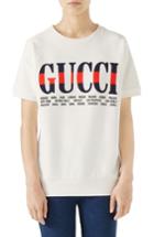 Women's Gucci Logo Short Sleeve Cotton Sweatshirt, Size - White