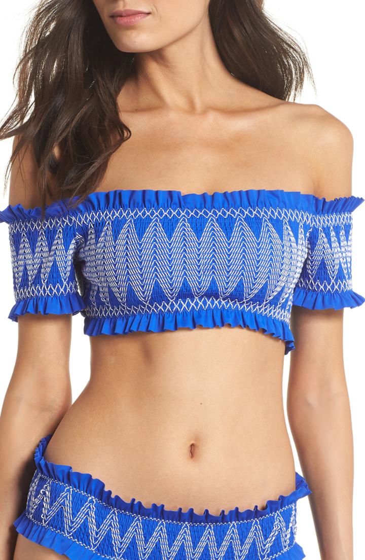 Women's Ted Baker London Smocked Bardot Bikini Top
