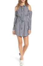 Women's Love, Fire Cold Shoulder Corset Poplin Shirtdress