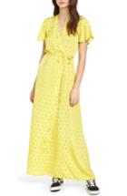 Women's Stone Row Ez Days Satin Wrap Maxi Dress - Yellow