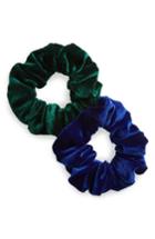 Cara 2-pack Velvet Scrunchies, Size - Blue/green