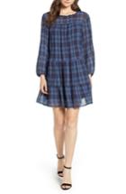 Women's Velvet By Graham & Spencer Soft Tiered Plaid Cotton Shift Dress - Blue