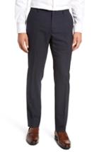 Men's Nordstrom Signature Trim Fit Flat Front Solid Wool Trousers - Blue