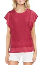 Women's Vince Camuto Ruffle Sleeve Top, Size Regular - Red