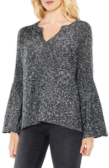 Women's Two By Vince Camuto Bell Sleeve Ribbed Sweater, Size - Black