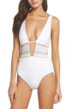 Women's Isabella Rose Crystal Cove Smocked One-piece Swimsuit - White