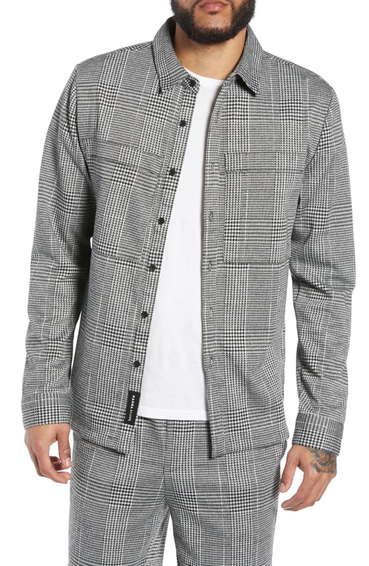 Men's Native Youth Houndstooth Check Overshirt - Black