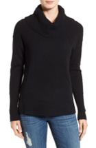 Women's Caslon Cozy Rib Detail Relaxed Turtleneck - Black