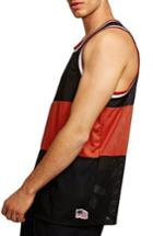 Men's Topman Liam Classic Fit Colorblocked Mesh Tank - Red