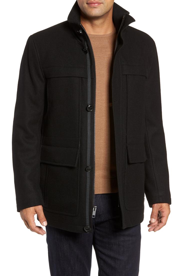 Men's Marc New York Brantley Wool Blend Car Coat, Size - Black