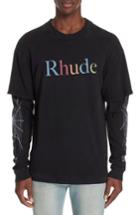 Men's Rhude Graphic Google Long Sleeve T-shirt - Black