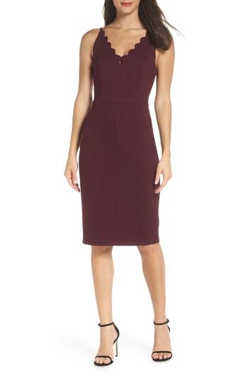 Women's Adelyn Rae Scallop Sheath Dress - Burgundy