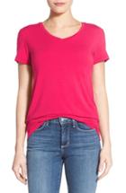 Petite Women's Halogen Modal Jersey V-neck Tee, Size P - Red