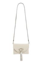 Street Level Ring Tassel Convertible Faux Leather Crossbody Bag - White