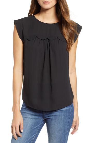 Women's & .layered Scallop Trim Sleeveless Blouse