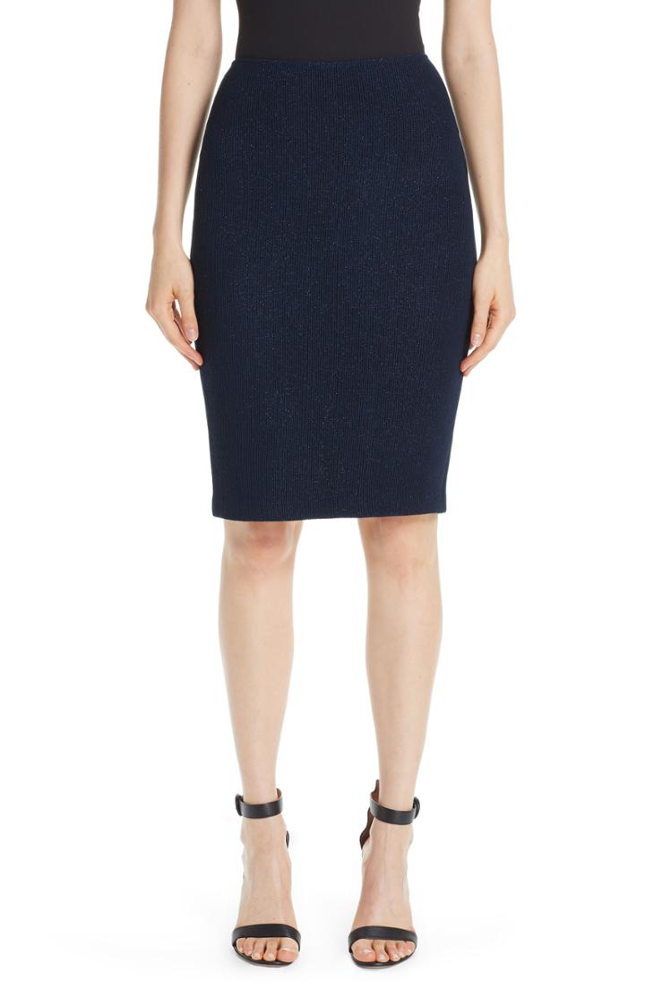 Women's St. John Collection Metallic Ottoman Wave Knit Pencil Skirt