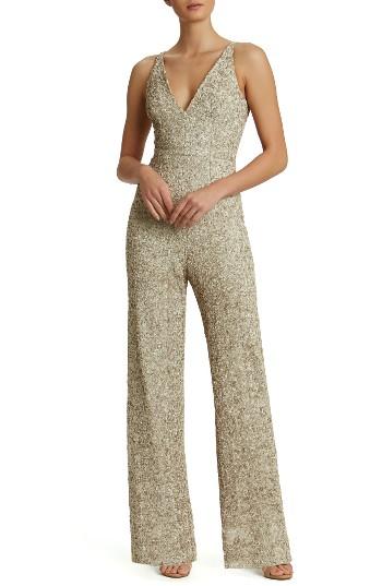 Women's Dress The Population Charlie Sequin Jumpsuit - Beige