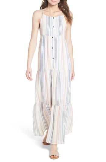 Women's Splendid Multistripe Linen Maxi Dress - Blue