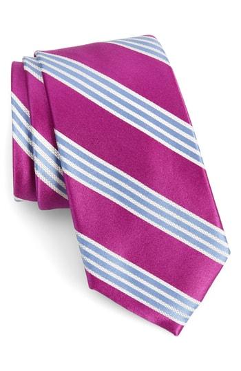 Men's Nordstrom Men's Shop Martini Stripe Silk Tie, Size - Purple
