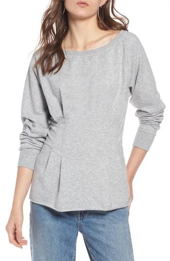 Women's Treasure & Bond Cinched Waist Sweatshirt - Grey