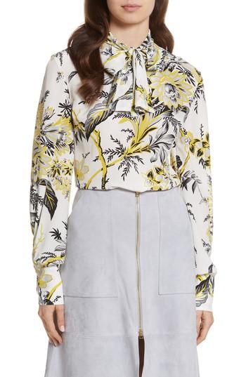 Women's Diane Von Furstenberg Tie Neck Silk Blouse - White