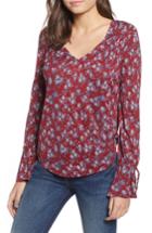 Women's Lucky Brand Tie Sleeve Blouse - Red
