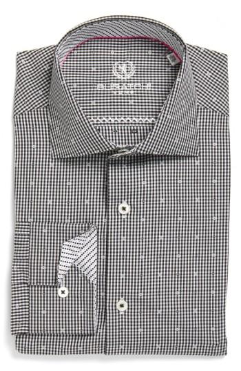 Men's Bugatchi Trim Fit Dot & Check Dress Shirt