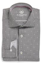 Men's Bugatchi Trim Fit Dot & Check Dress Shirt