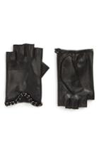 Women's Fownes Brothers Chain Fingerless Leather Gloves - Black