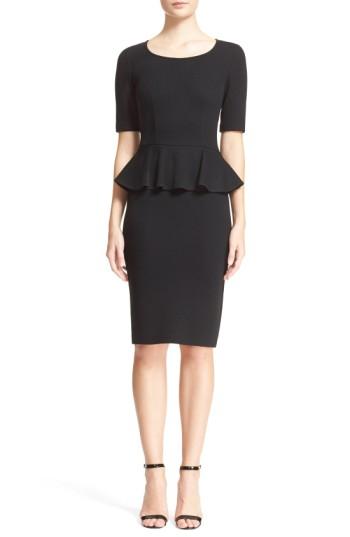 Women's St. John Collection Peplum Milano Pique Knit Dress - Black