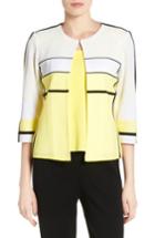 Women's Ming Wang Colorblock Stripe Short Knit Jacket - Yellow