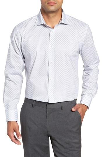 Men's Bugatchi Trim Fit Print Dress Shirt - Grey