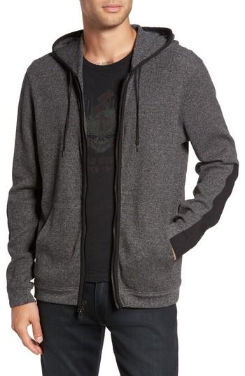 Men's John Varvatos Contrast Trim Zip Front Hoodie - Black