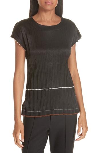 Women's Helmut Lang Crinkle Pleated Top - Black
