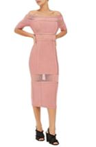 Women's Topshop Sheer Panel Off The Shoulder Body-con Midi Dress Us (fits Like 0) - Pink