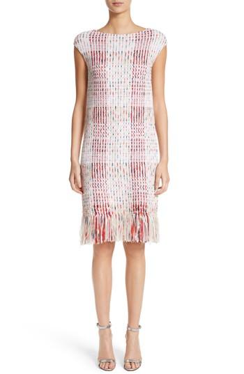 Women's St. John Collection Ribbon Macro Plaid Knit Dress