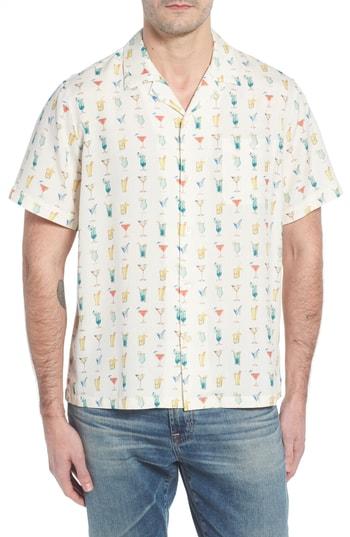 Men's Tori Richard Mixalot Trim Fit Silk Blend Camp Shirt - White