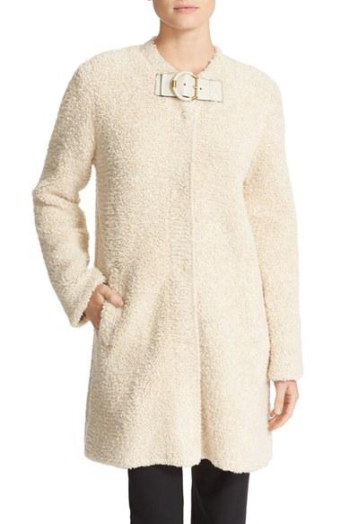 Women's Tory Burch Hibbert Buckle Tab Textured Coat