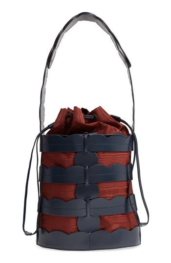 Trademark Scallop Hesse Leather Bucket Bag - Blue