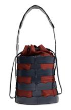 Trademark Scallop Hesse Leather Bucket Bag - Blue