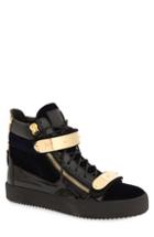 Men's Guiseppe Zanotti Gold Bar High Top Sneaker Us / 41eu - Blue