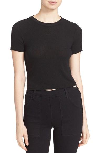 Women's Alice + Olivia 'jazmine' Crewneck Crop Top - Black