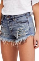 Women's Free People Embroidered Ripped Shorts - Blue