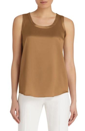 Women's Lafayette 148 New York Perla Reversible Silk Blouse, Size - Brown
