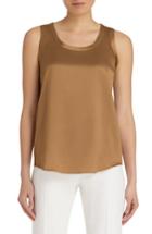 Women's Lafayette 148 New York Perla Reversible Silk Blouse, Size - Brown