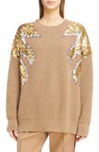 Women's N Degree21 Sequin Shoulder Wool Sweater Us / 42 It - Beige