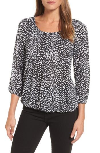 Women's Michael Michael Kors Cheetah Print Peasant Top - Black