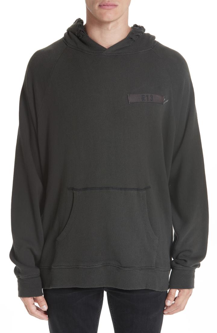 Men's R13 Distressed Hooded Sweatshirt